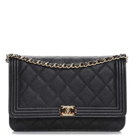 chanel boy bag black caviar|CHANEL Caviar Quilted Boy Wallet On Chain WOC Black.